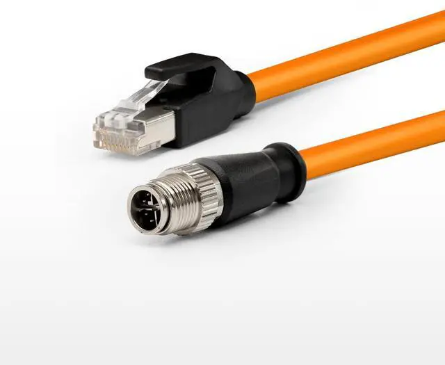 Main image of M12 X-Coded 8Pin Male to RJ45 Ethernet Cat6 Network Cable for Cognex Vision Industrial Camera, Barcode Scanner Readers and Automation Sensor Applications, IP67 High Flex Durable Shielded Cable