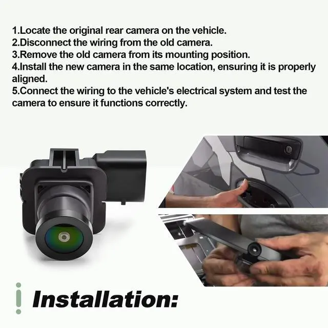 Alt view image 5 of 5 - Rear View Camera Park Assist Backup Reverse Camera Black Compatible with 2019-2021 Ranger Replace KB3Z-19G490-B KB3Z19G490B FO1960185 PAC504