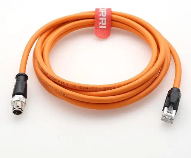 Alt view image 3 of 4 - M12 X-Coded 8Pin Male to RJ45 Ethernet Cat6 Network Cable for Cognex Vision Industrial Camera, Barcode Scanner Readers and Automation Sensor Applications, IP67 High Flex Durable Shielded Cable