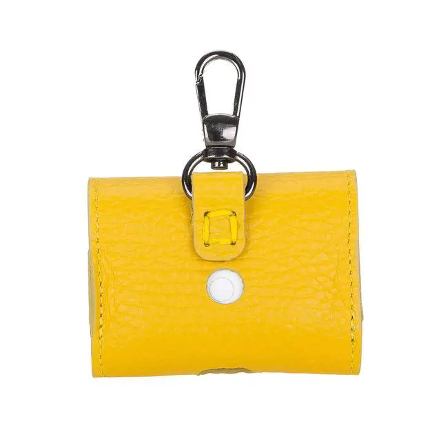 Alt view image 3 of 5 - Bari Pro Leather Cover Compatible wth Apple AirPods Pro Charging Case (Yellow)