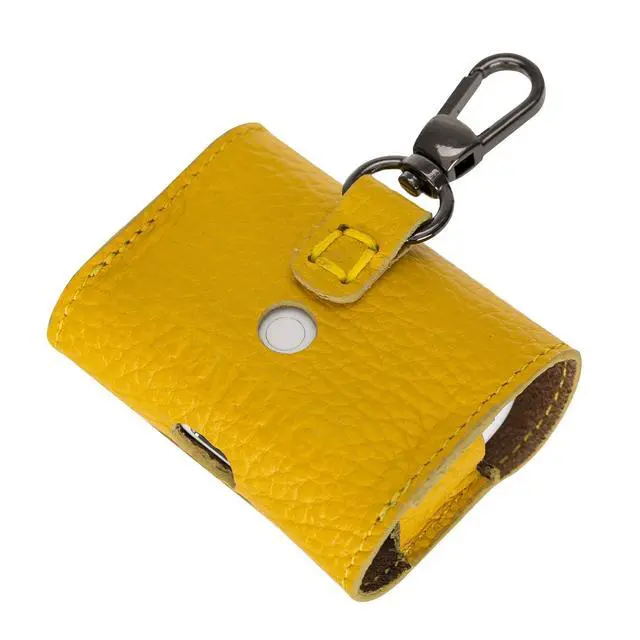 Alt view image 4 of 5 - Bari Pro Leather Cover Compatible wth Apple AirPods Pro Charging Case (Yellow)