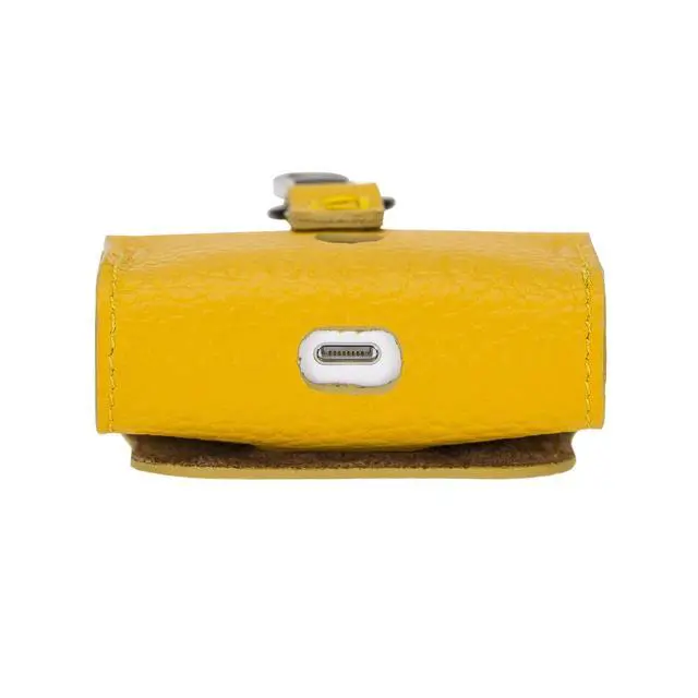 Alt view image 5 of 5 - Bari Pro Leather Cover Compatible wth Apple AirPods Pro Charging Case (Yellow)