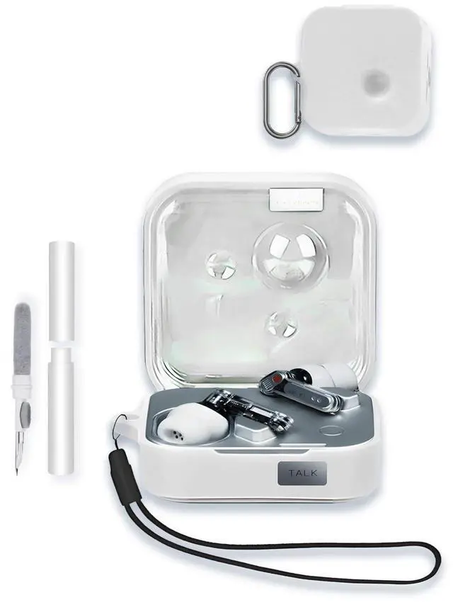 Main image of Case for Nothing Ear 3 Earbuds 2025, WUNIAK Soft Silicone Protective Portable Scratch Shock Resistant Shell with Cleaner Kit & Carabiner & Lanyard for Nothing Ear3,White