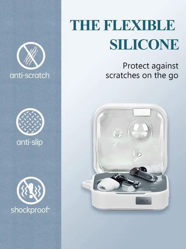 Alt view image 4 of 5 - Case for Nothing Ear 3 Earbuds 2025, WUNIAK Soft Silicone Protective Portable Scratch Shock Resistant Shell with Cleaner Kit & Carabiner & Lanyard for Nothing Ear3,White