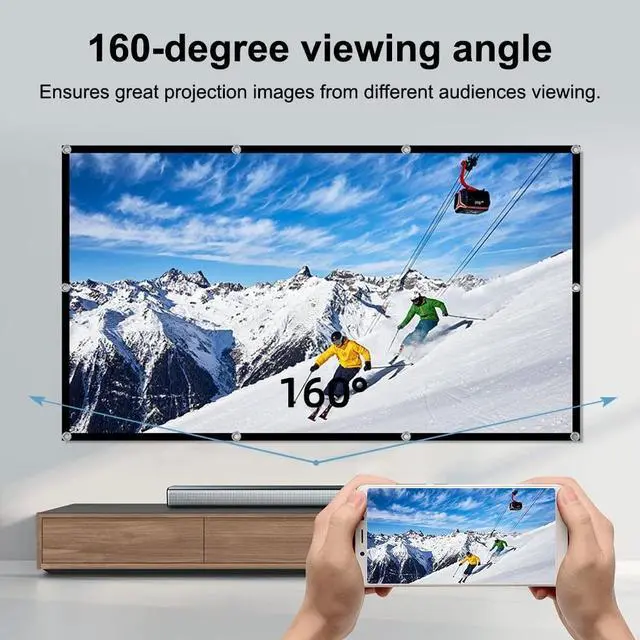Alt view image 5 of 5 - Projector Screen,HUANYINGBJB 4K 16:9 HD Rear Front Projector Screens Foldable Projection Screen Double-Sided Portable Outdoor Indoor Projectors Screen for Movie Home Theater (200 inches)