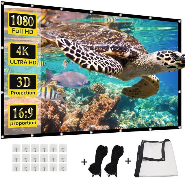 Main image of Projector Screen,HUANYINGBJB 4K 16:9 HD Rear Front Projector Screens Foldable Projection Screen Double-Sided Portable Outdoor Indoor Projectors Screen for Movie Home Theater (200 inches)