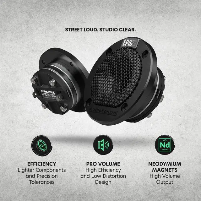 Alt view image 2 of 5 - AudioControl EPICPRO3NT Epic PRO 3 Neodymium Tweeters Car Audio Speakers Set (Pair), 180W Max, 4 Ohms, Crossover & Protective Grilles Included, Pro Audio High SPL