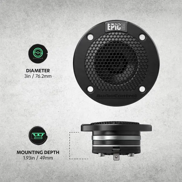 Alt view image 3 of 5 - AudioControl EPICPRO3NT Epic PRO 3 Neodymium Tweeters Car Audio Speakers Set (Pair), 180W Max, 4 Ohms, Crossover & Protective Grilles Included, Pro Audio High SPL
