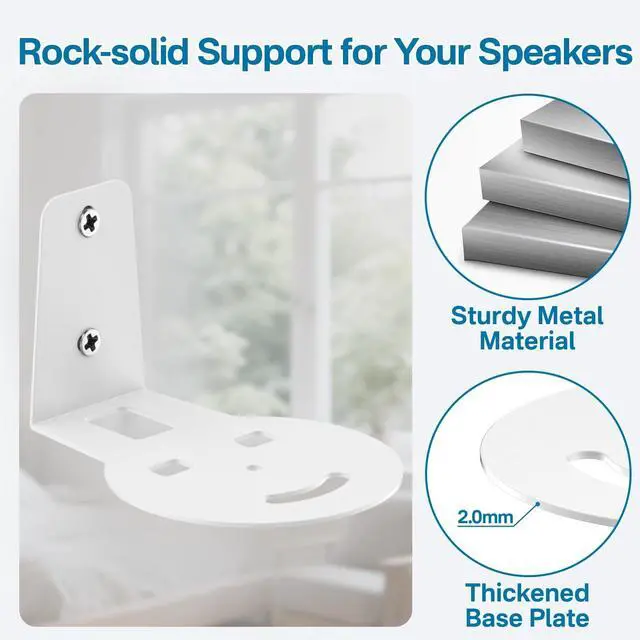 Alt view image 4 of 5 - Chunxiao Pair of Speaker Mount for Sonos Era 100 & Era 100 SL Wall Mount White - Simple Metal Speaker Wall Mount for Sonos Era 100 Mount Bracket Easy to Install