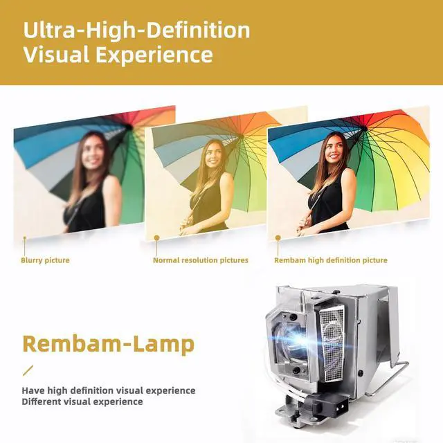 Alt view image 3 of 5 - Rembam Original BL-FP190D/ BL-FP190 / SP.8VH01GC01 Replacement Lamp with Housing for OPTOMA DH1009 DW345 HD141X HD26 GT1070X GT1080e EH200ST Projector