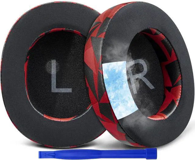 Main image of SOULWIT Cooling Gel Earpads Replacement for Turtle Beach Stealth Pro Wireless Gaming Headset, Ear Pads Cushions with Ice Silk Fabric, High-Density Foam - Red Storm
