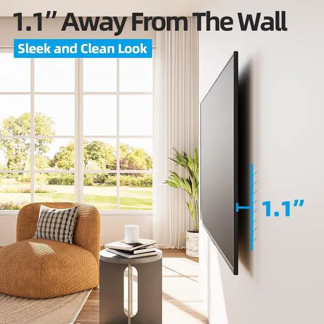 Alt view image 5 of 5 - 85 86 98 100 inch Heavy Duty TV Wall Mount for 55-120 inch Large TVs up to 220 LBS & 900x600mm Vesa, Ultra Slim Fixed TV Mount, Low-Profile TVS Bracket, 16" 24" 32" Wood Stud, Fit Most 65+ 75+ 120 TVs