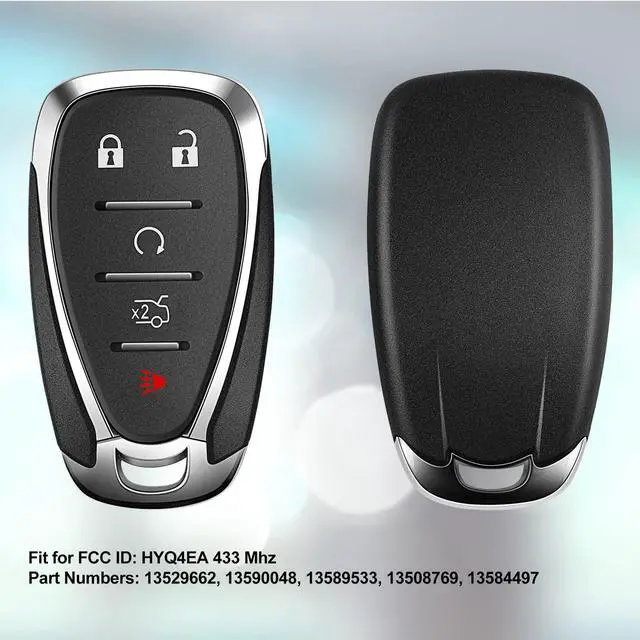 Alt view image 3 of 5 - Replacement Car Key Fob Smart Proximity Keyless Entry Remote Control fit for Chevy Camaro Cruze Malibu 2016-2020 433MHz ID46 Chip 5 Button FCCID: HYQ4EA 13529662