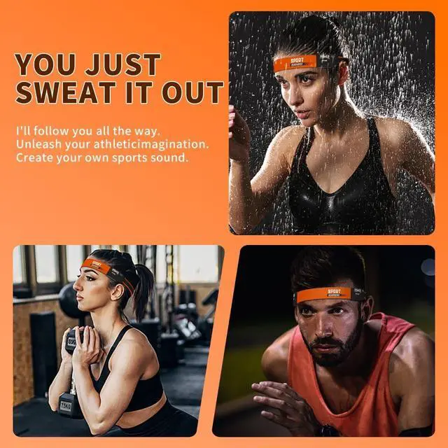 Alt view image 2 of 4 - NDEJFIE Sports Bluetooth Headband Headphones ^^ Sweat Resistant, Secure Fit for Gym & Running