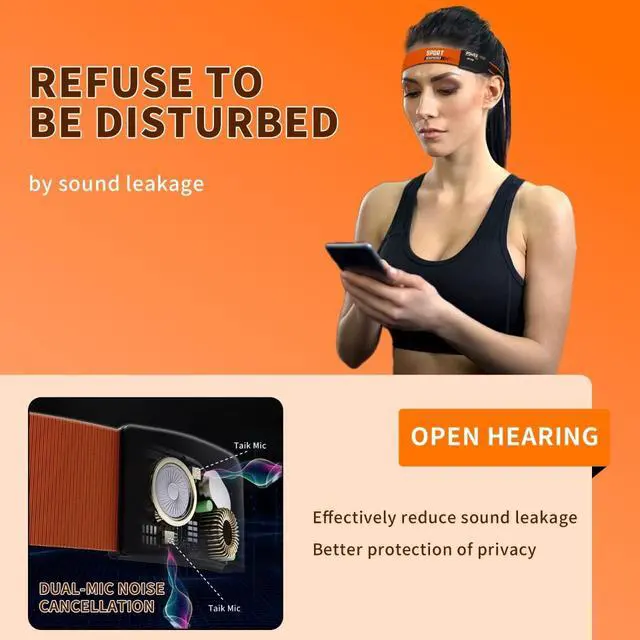 Alt view image 4 of 4 - NDEJFIE Sports Bluetooth Headband Headphones ^^ Sweat Resistant, Secure Fit for Gym & Running