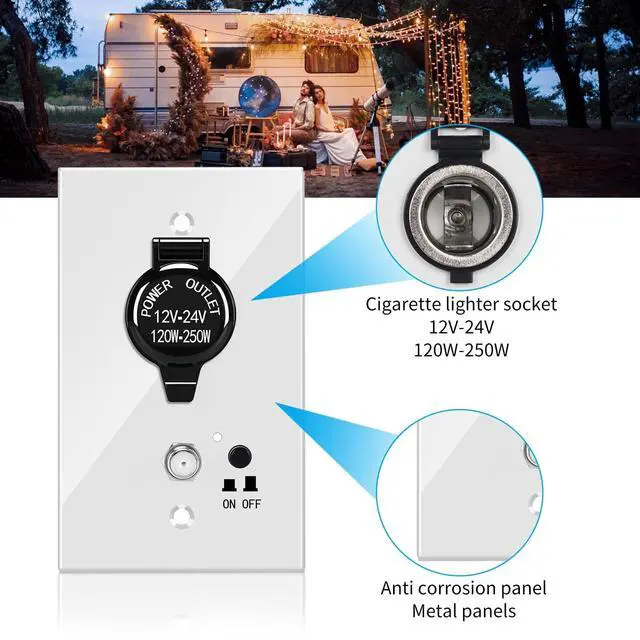 Alt view image 5 of 5 - RV TV Antenna Panel, Briidea Motorhome TV Antenna Control Panel with a Cigarette Lighter Socket, Dual Separator for The Second TV, Sensitive Signal Reception