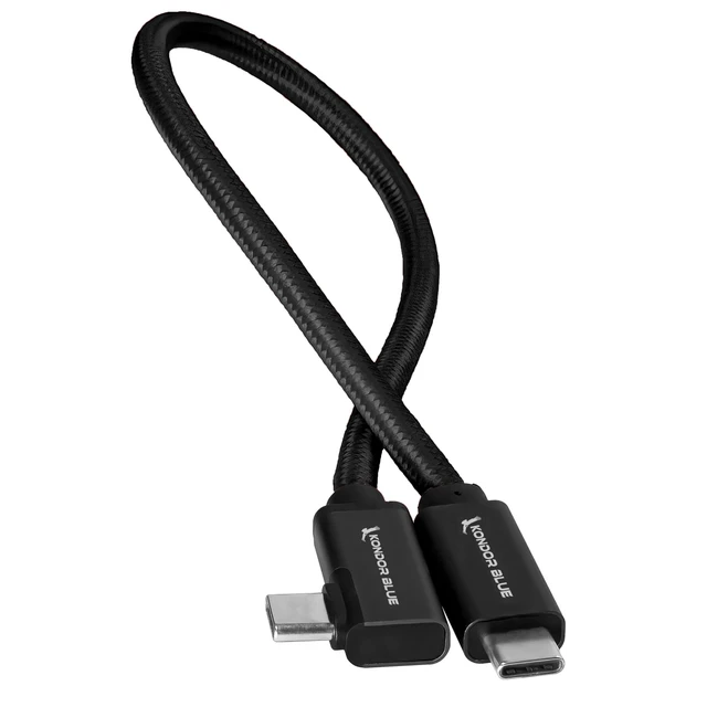 Alt view image 2 of 2 - KONDOR BLUE ^^ 12 Inch Straight to Right USB-C Cable for SSD Recording & Charging ^^ 8K Data, 100W PD, 10Gbps USB 3.1/3.2 Gen 2 for Cameras, Monitors, iPhone 17/16/15, Tablets & More ^^ Black