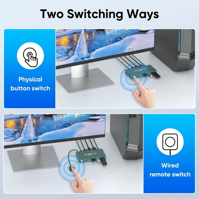 Alt view image 5 of 5 - Greathek HDMI USB C KVM Switch for 2 Computers/Laptops Share 1 Monitor
