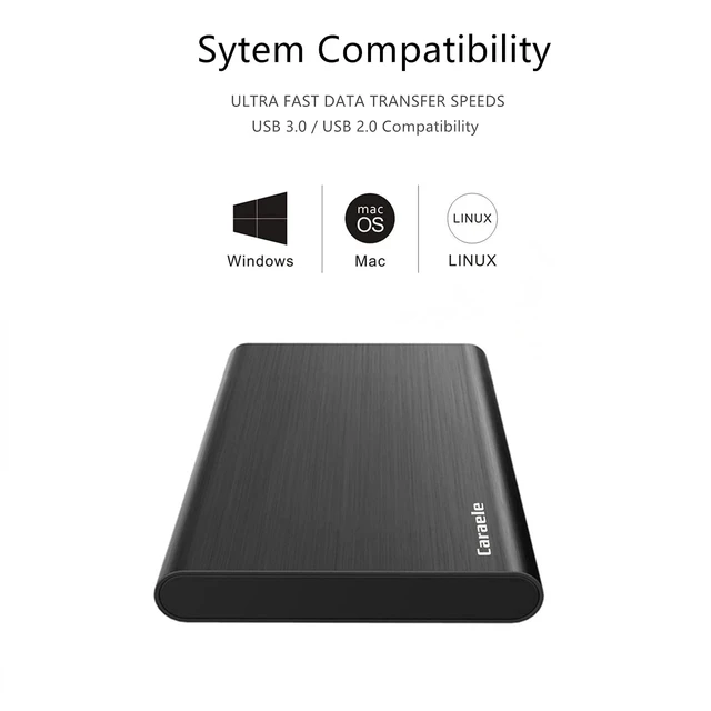 Alt view image 3 of 5 - Caraele 500GB Ultra Slim Portable External Hard Drive USB3.0 HDD Storage Compatible for PC, Desktop, Laptop, MacBook, Chromebook, Xbox One, Xbox 360, PS4 (Black)