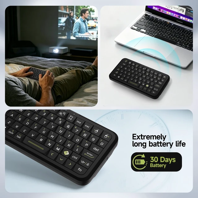 Alt view image 5 of 5 - Phistone Mini Keyboard with Triple Mode (2.4G/Bluetooth/USB-C),RGB Backlit with Memory, Air Mouse, Ultra-Slim Portable, Compatible with Tablet/PC/Smart TV/Phone (iOS/Android/Windows/Mac)