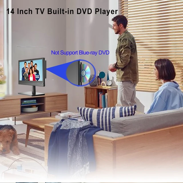 Alt view image 2 of 5 - Feihe 14 Inch TV Built-in DVD Player, HD Flat Screen Small TV DVD Player Combo with ATSC Tuner/HDMI/USB/AV/VGA Input, Suitable for Kitchen Bedroom RV Camper
