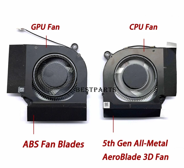 Alt view image 2 of 5 - BestParts New CPU+GPU Cooling Fan Replacement for ACER Predator Helios 300 15.6'' (PH315-55), Helios 300 17.3'' (PH317-56), All-Metal Blades AeroBlade 3D CPU Fan+ABS GPU Fan, 12V Fan