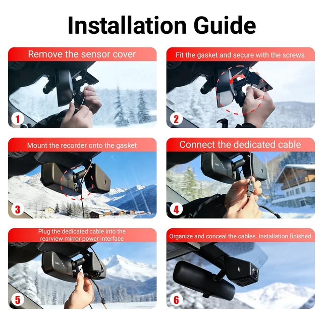 Alt view image 2 of 5 - G376 4K+2K Car Dash Cam Front and Rear for Ford F-150 F-250 Raptor 2021-2025,OEM Factory Look, UHD 3840P Video, Built-in WiFi & APP,FREE128G