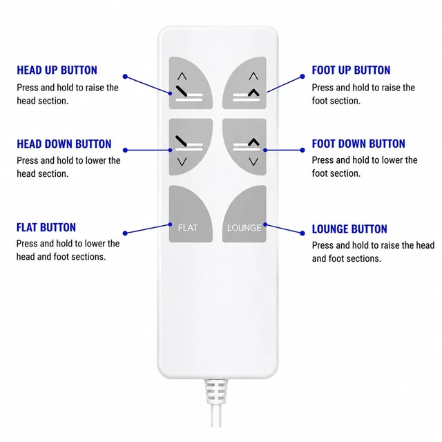 Alt view image 4 of 5 - Replacement for Leggett and Platt, Sealy Swingline, Craftmatic Adjustable Bed Base Wired Remote Control