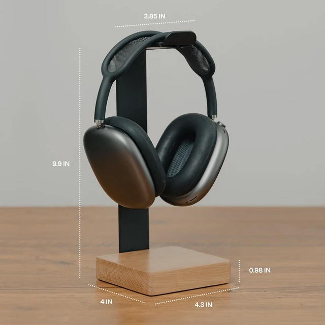 Alt view image 5 of 5 - COREMINDED Universal Headphone Stand for Desk, Oak Wood Headset Holder