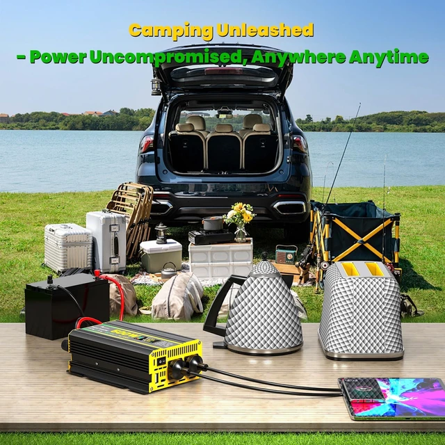 Alt view image 3 of 5 - 500 Watt Power Inverter for Vehicles, Car Power Inverter with 2 AC Outlets/Cigarette Lighter/PD 36W USB-C/QC 18W Port/LED Display, Inverter 12V to 110V for Truck/Car/Laptop/Camping with Surge 1000W