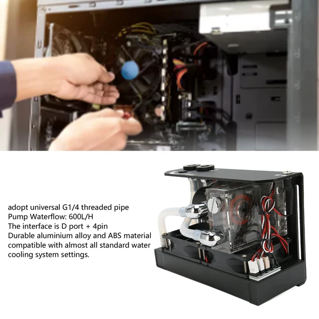 Alt view image 4 of 5 - Water Cooling Pump, 600L H Fan Fan Computer CPU Cooling Pump,G1 4 Thread D Port 4Pin Mute Water Cooling Pump,CPU Liquid Cooler for Desktop Computer