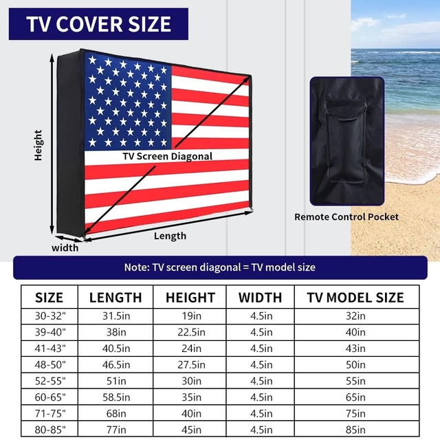 Alt view image 2 of 5 - Outdoor TV Cover American Flag 48-50 Inch, 600D Waterproof and Weatherproof