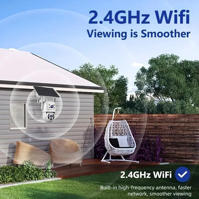 Alt view image 2 of 5 - JOOAN 3MP Wireless Solar Security Camera, IPX6 Weatherproof, Two-Way Voice Call, E-Zoom Support, Smart Motion Detection and Alarm, Long-Lasting Rechargeable Battery, 2.4G WiFi Connection