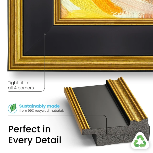 Alt view image 5 of 5 - Antique Gold & Black 65" Deco TV Frame for Samsung The Frame/Pro TVs