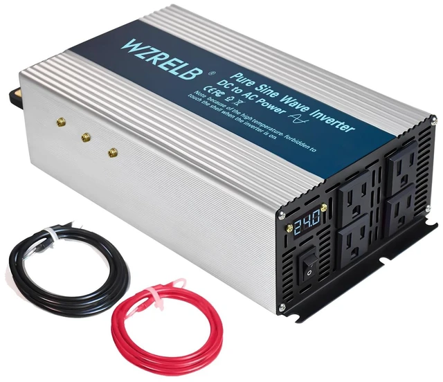Main image of WZRELB 1800W Pure Sine Wave Inverter 24V DC to 110V 120V AC,Car Power Inverter with 4 AC Outlets, LED Display,Off-Grid Portable Power Converter for Home, RV, Truck, Camping