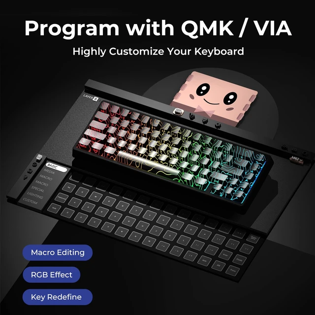 Alt view image 4 of 5 - XVX M67 60% Percent Keyboard Wireless, QMK/VIA Phantom Gaming Keyboard