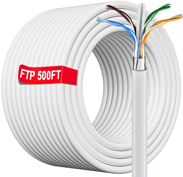 Main image of Cat 6 Ethernet Cable 500ft Shielded (30 RJ45), Outdoor&Indoor, High Speed
