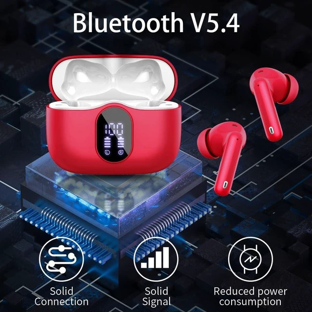 Alt view image 3 of 5 - True Wireless Earbuds Bluetooth Headphones HiFi Stereo Ear Buds,Rose Red