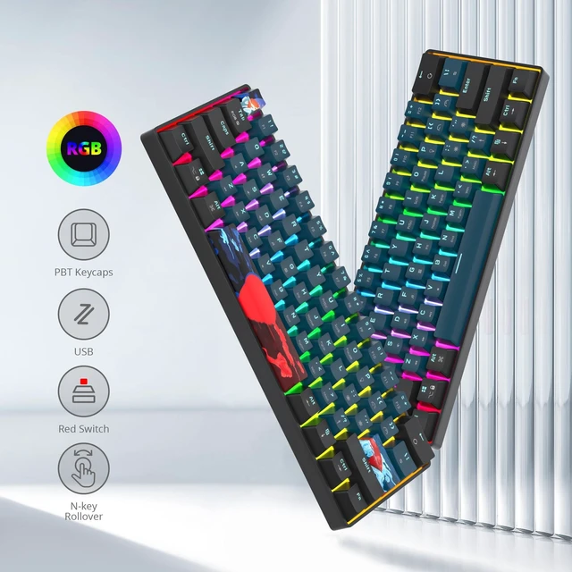 Alt view image 2 of 5 - surmen 60% Mechanical Gaming Keyboard,RGB Compact Wired Keyboard 60 Percent Backlight Anti-ghosting for Windows Laptop PC (61 Monster)