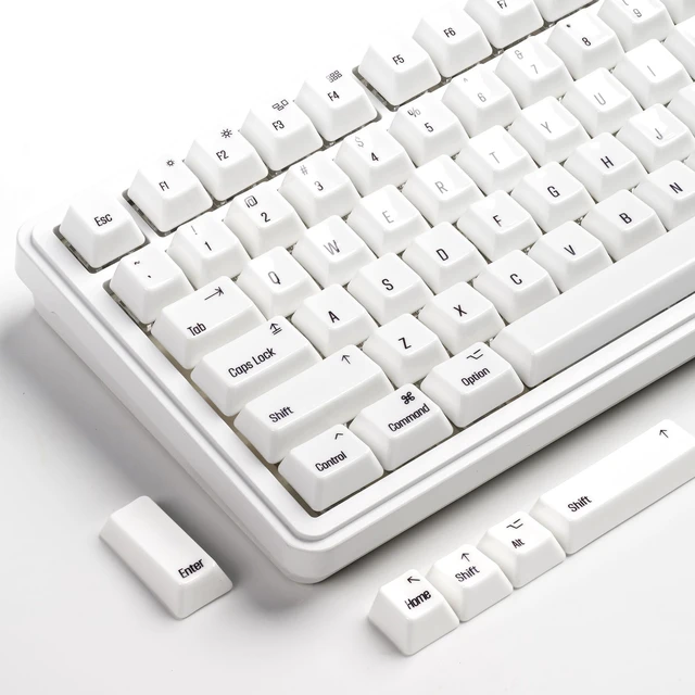 Main image of XVX Ceramic Keycaps Set, 120 Keys Cherry Profile White with Black Legends