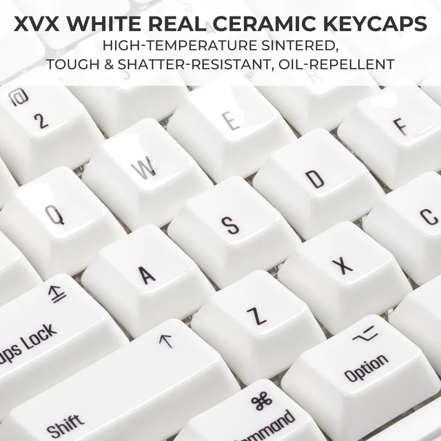 Alt view image 2 of 5 - XVX Ceramic Keycaps Set, 120 Keys Cherry Profile White with Black Legends