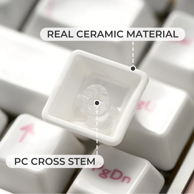 Alt view image 3 of 5 - XVX Ceramic Keycaps Set, 120 Keys Cherry Profile White with Black Legends
