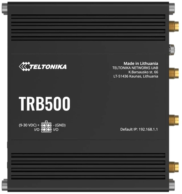 Main image of Teltonika TRB500000000 Model TRB500 Industrial 5G Gateway; Speeds of up to 1 Gbps; Auto APN; 2x Inputs/Outputs; For use in Europe, Middle East, Africa, Oceania, Brazil; Not for use in USA