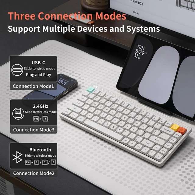 Alt view image 2 of 5 - nuphy Node75 Hot-swap Wireless Mechanical Keyboard White-Red Nano Switch