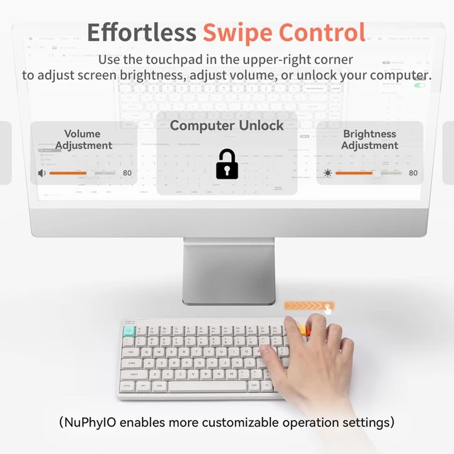 Alt view image 5 of 5 - nuphy Node75 Hot-swap Wireless Mechanical Keyboard White-Red Nano Switch