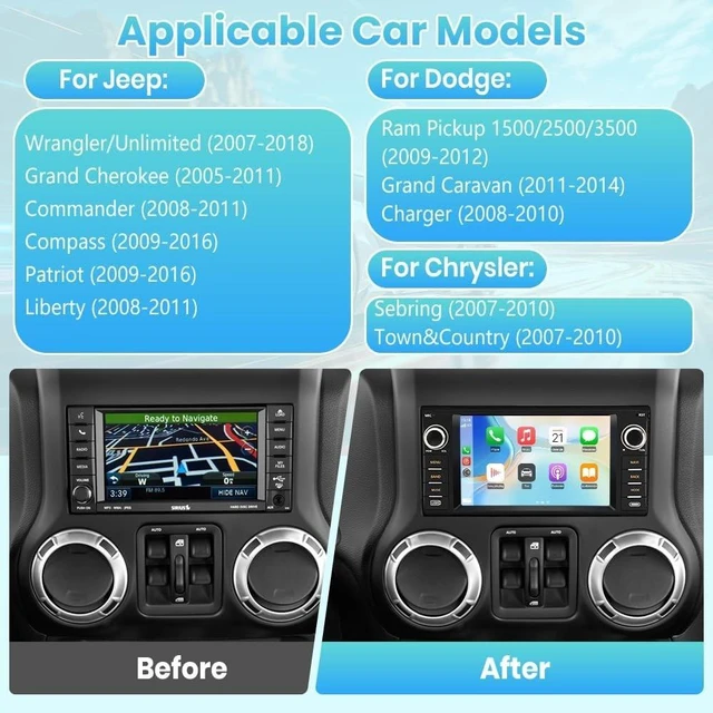 Alt view image 2 of 5 - AWESAFE Android Car Radio for Jeep Wrangler 2007-2018, Dodge Ram 2009-2012