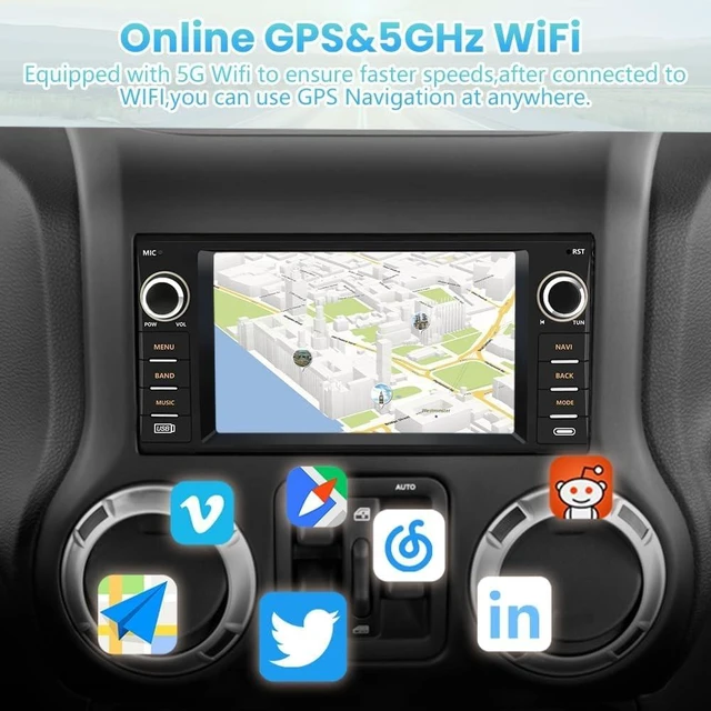 Alt view image 4 of 5 - AWESAFE Android Car Radio for Jeep Wrangler 2007-2018, Dodge Ram 2009-2012