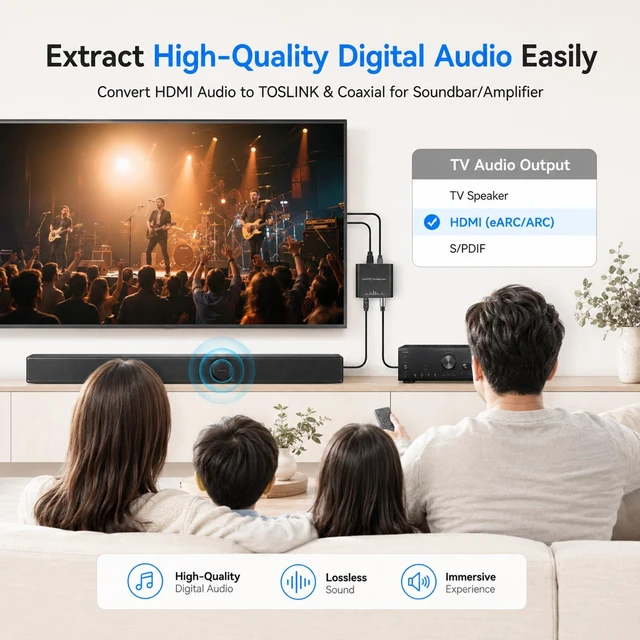 Alt view image 3 of 5 - DONGJIAN HDMI eARC/ARC Audio Extractor Optical Coaxial 192kHz