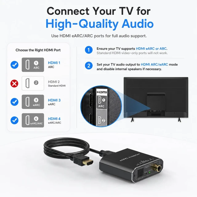 Alt view image 4 of 5 - DONGJIAN HDMI eARC/ARC Audio Extractor Optical Coaxial 192kHz