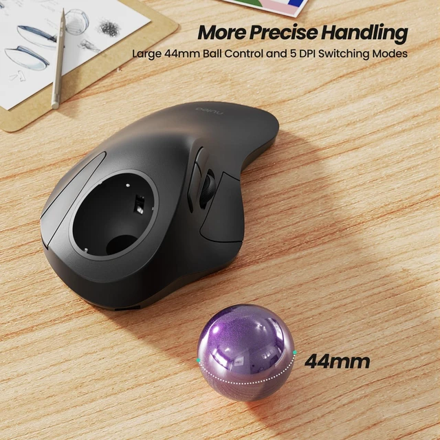 Alt view image 4 of 5 - Nulea M505A Wireless Trackball Mouse Ergonomic 44mm Index Finger Control